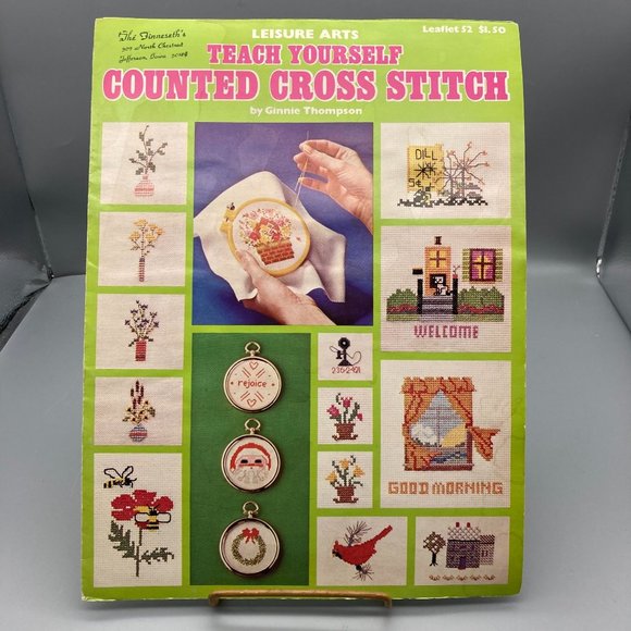 Vintage Cross Stitch Patterns, Teach Yourself Counted by Ginnie Thompson - Picture 1 of 2